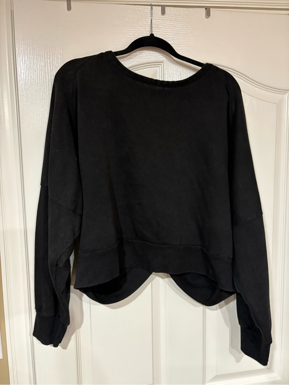 Women’s Black Cropped Crewneck Sweatshirt with twist back detail